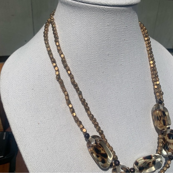 Boho Chic Vintage Multi-strand Gold Brown & Black Beaded Statement Neckl… - Picture 3 of 7